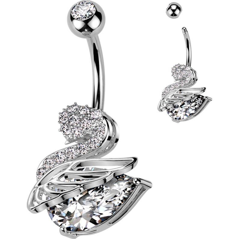 Bauchnabelpiercing Zirkonia Schwan - Image 4