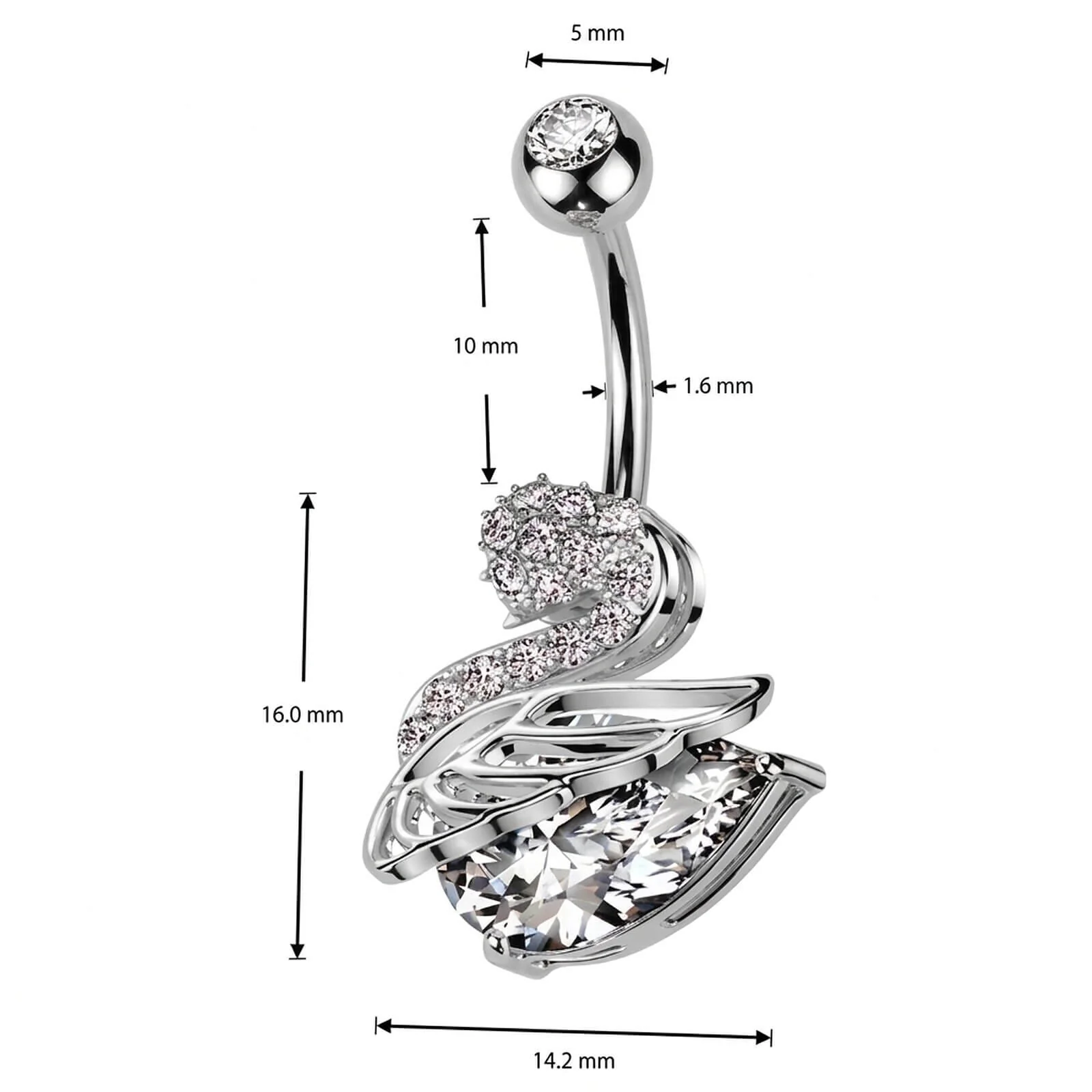 Bauchnabelpiercing Zirkonia Schwan - Image 5