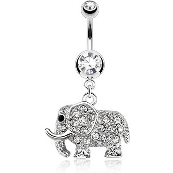 Bauchnabelpiercing Elefant beweglich Zirkonia Silber - Image 2