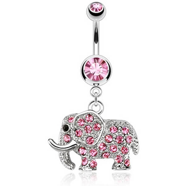 Bauchnabelpiercing Elefant beweglich Zirkonia Silber - Image 3
