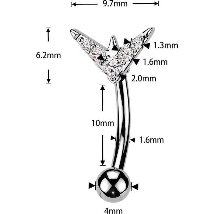 Bauchnabelpiercing Top Down 5 Zirkonia Chevron - Image 2