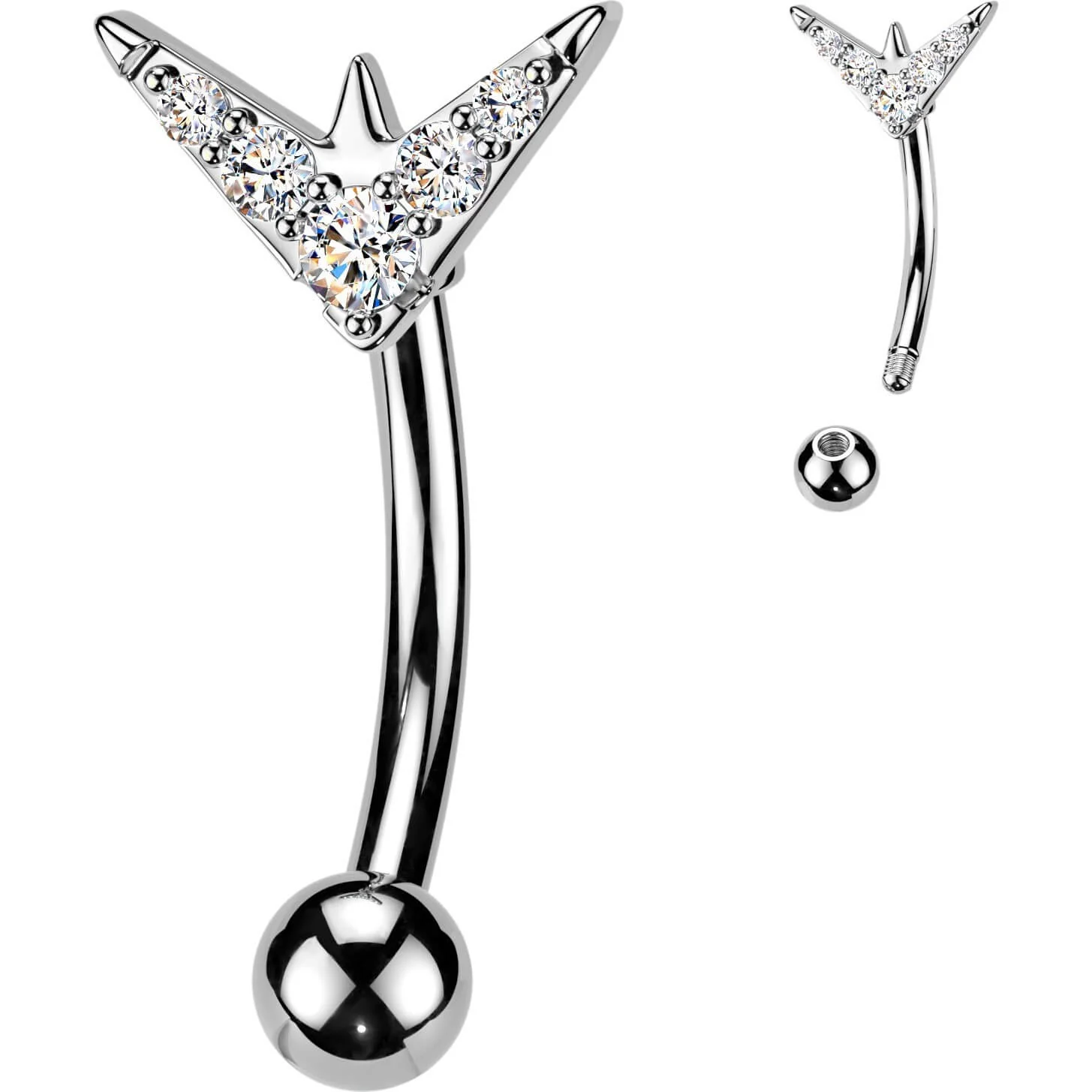 Bauchnabelpiercing Top Down 5 Zirkonia Chevron - Image 4