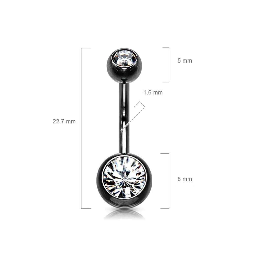 Bauchnabelpiercing Kugel Zirkonia Titan PVD - Image 3