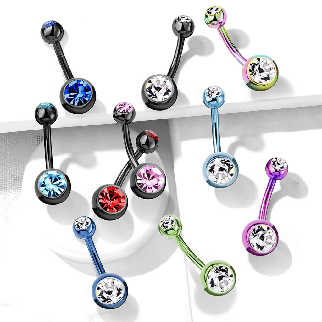 Bauchnabelpiercing Kugel Zirkonia Titan PVD - Image 7