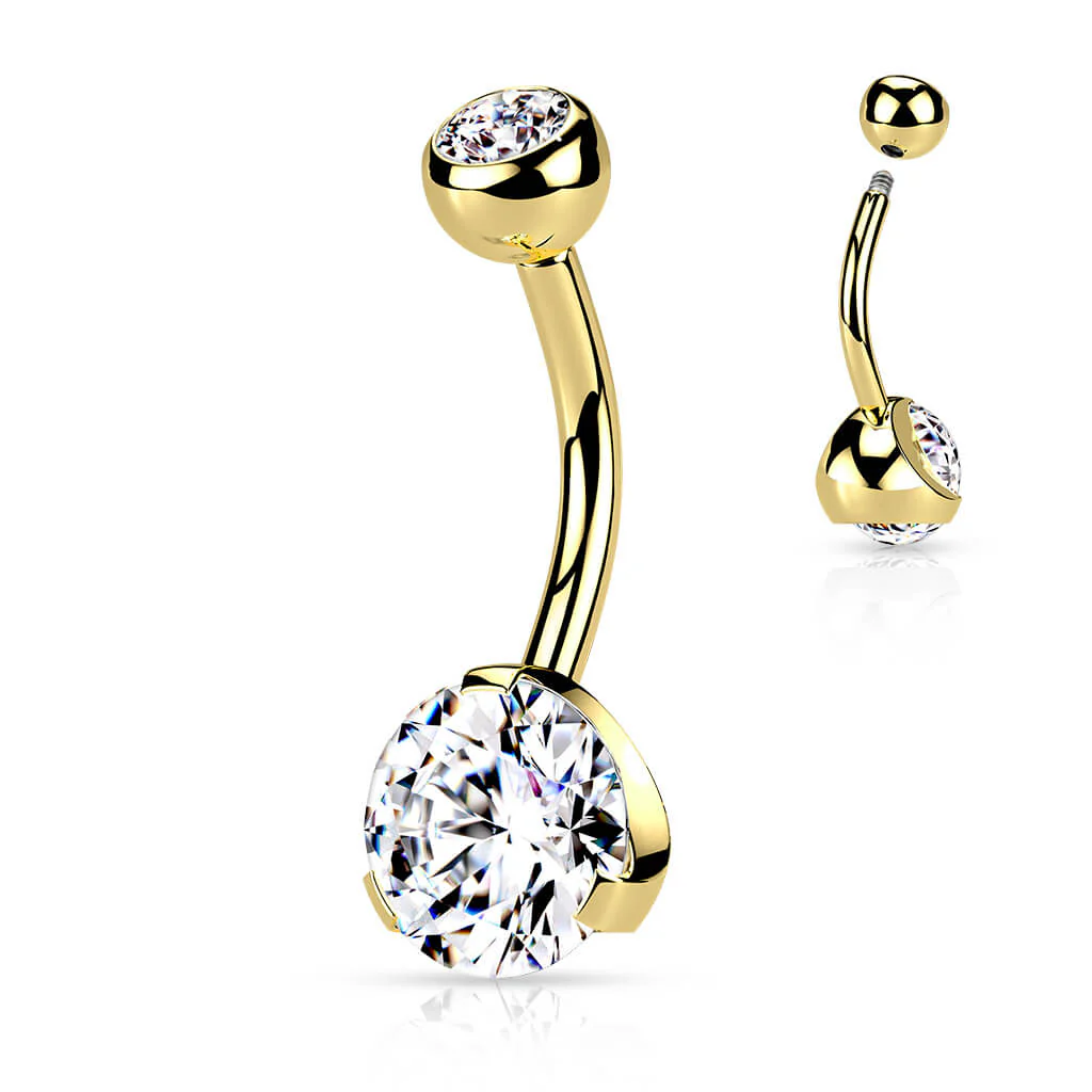Bauchnabelpiercing Kugel Zirkonia Titan PVD - Image 2