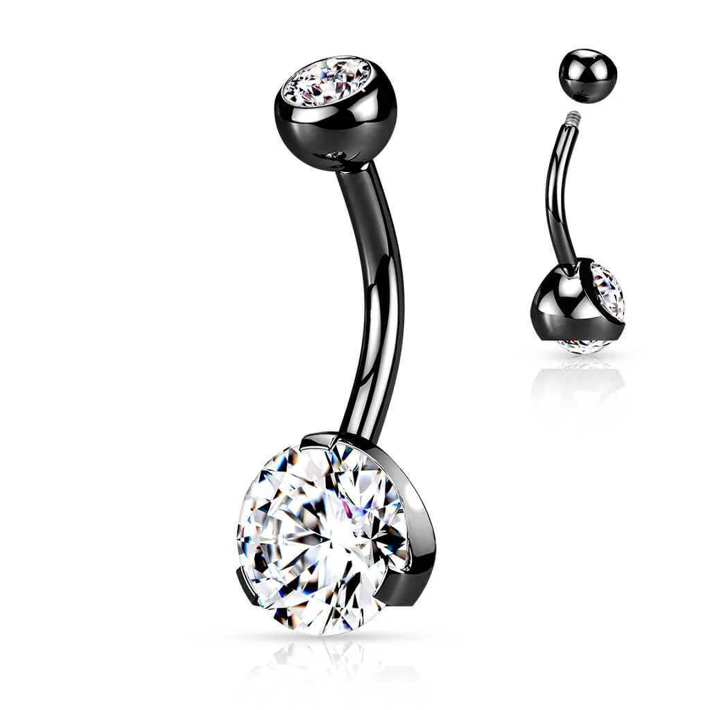 Bauchnabelpiercing Kugel Zirkonia Titan PVD - Image 4