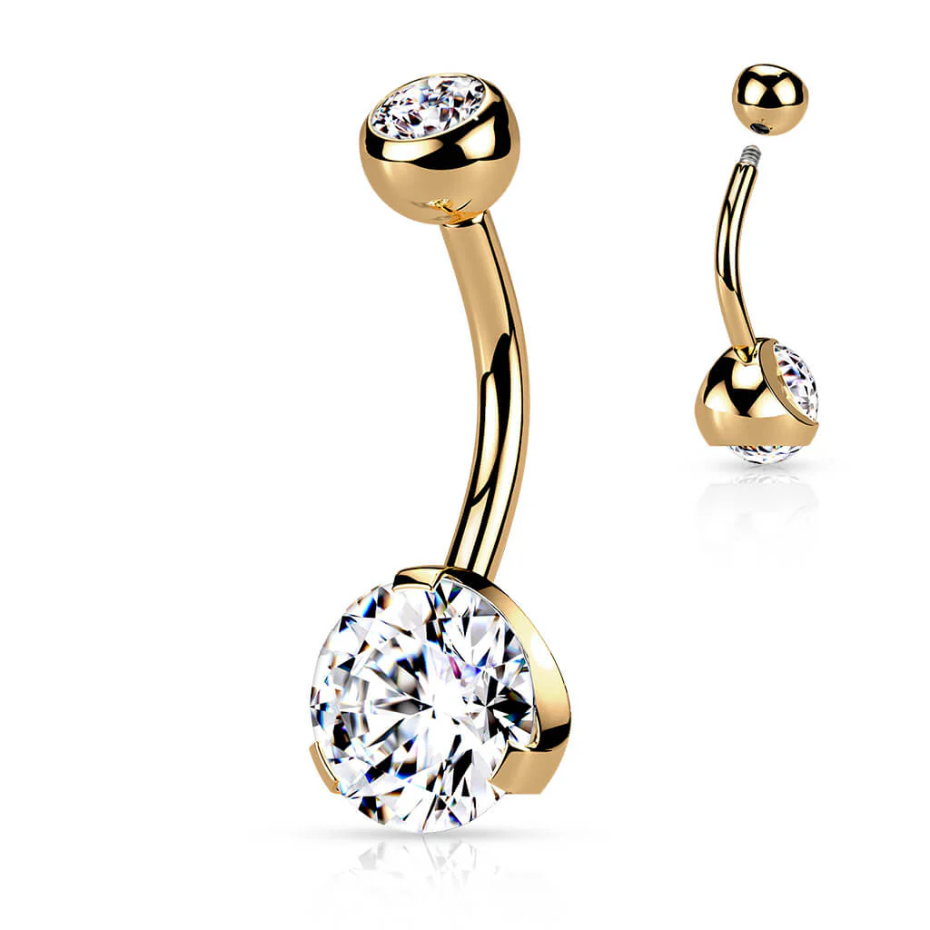 Bauchnabelpiercing Kugel Zirkonia Titan PVD - Image 6