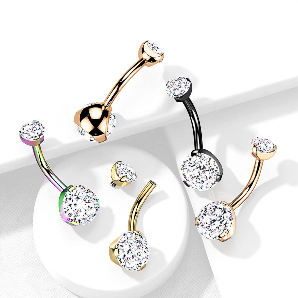 Bauchnabelpiercing Zirkonia Rund Innengewinde - Image 8