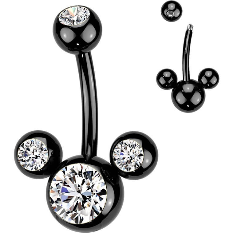 Bauchnabelpiercing 3 Zirkonia Titan PVD - Image 2
