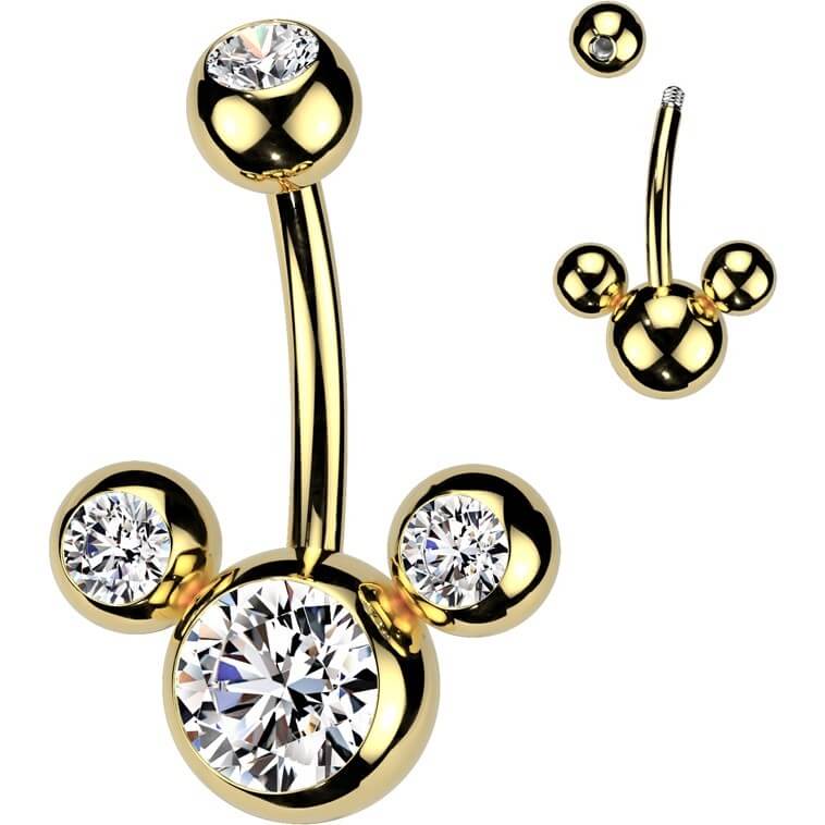 Bauchnabelpiercing 3 Zirkonia Titan PVD - Image 4