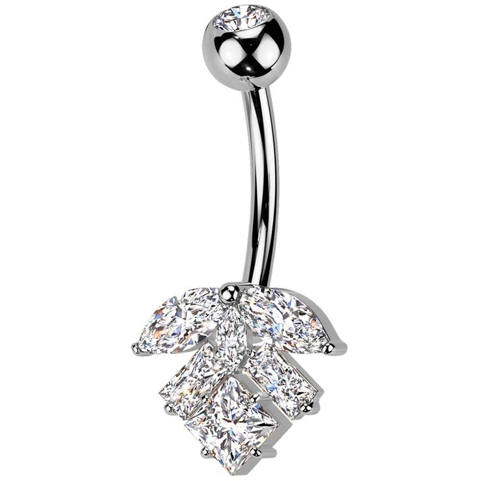 Bauchnabelpiercing Titan Messing Blatt Marquise Schliff Zirkonia