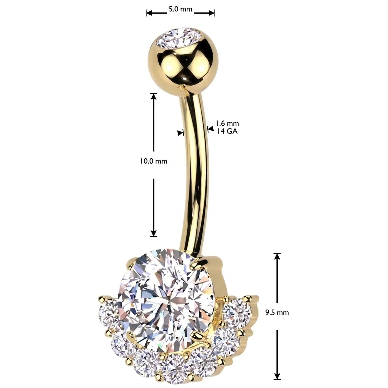 Bauchnabelpiercing Titan Messing Zirkonias - Image 4