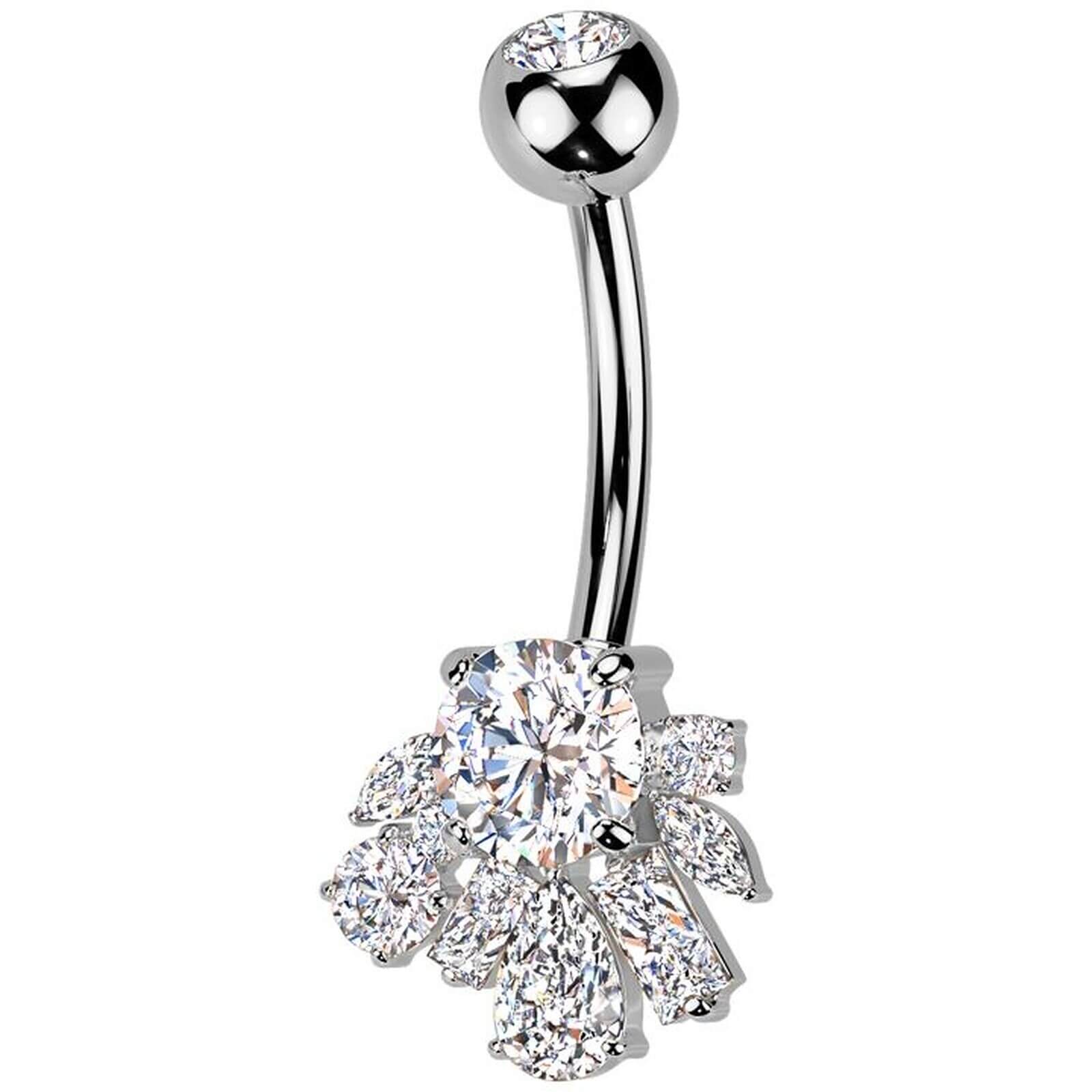 Bauchnabelpiercing Titan Messing Zirkonia Cluster