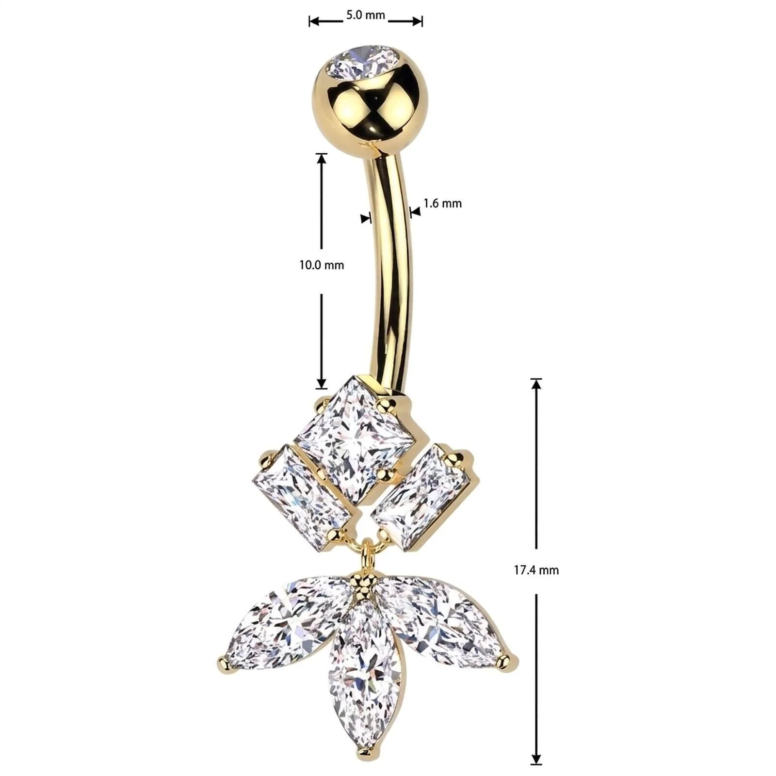 Bauchnabelpiercing Titan Messing Zirkonias - Image 4