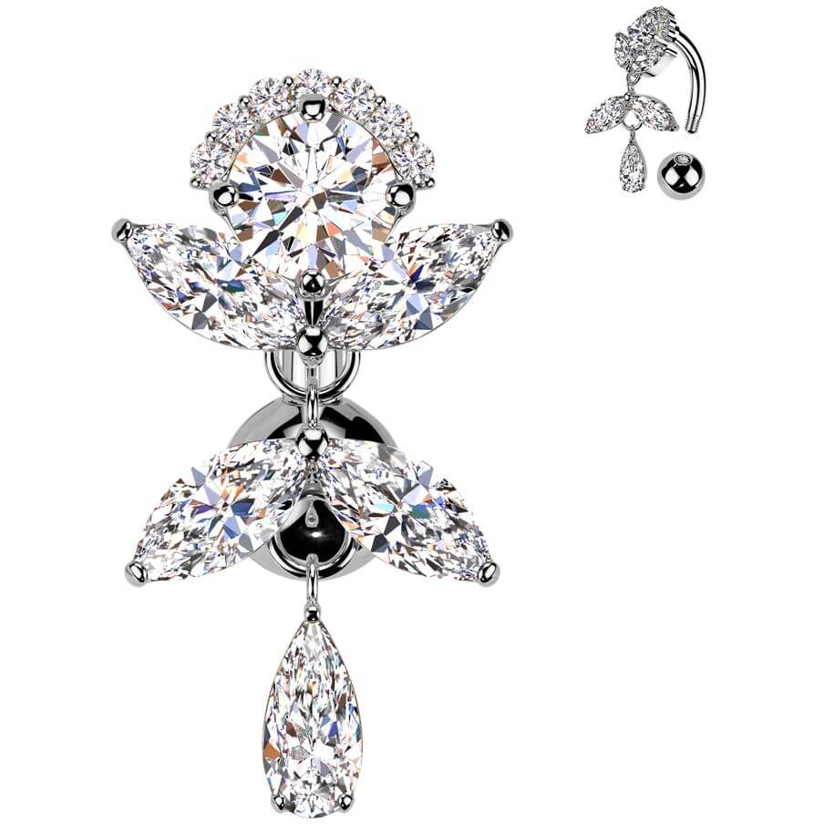Bauchnabelpiercing Titan Messing Top unten Zirkonia Anhänger - Image 3