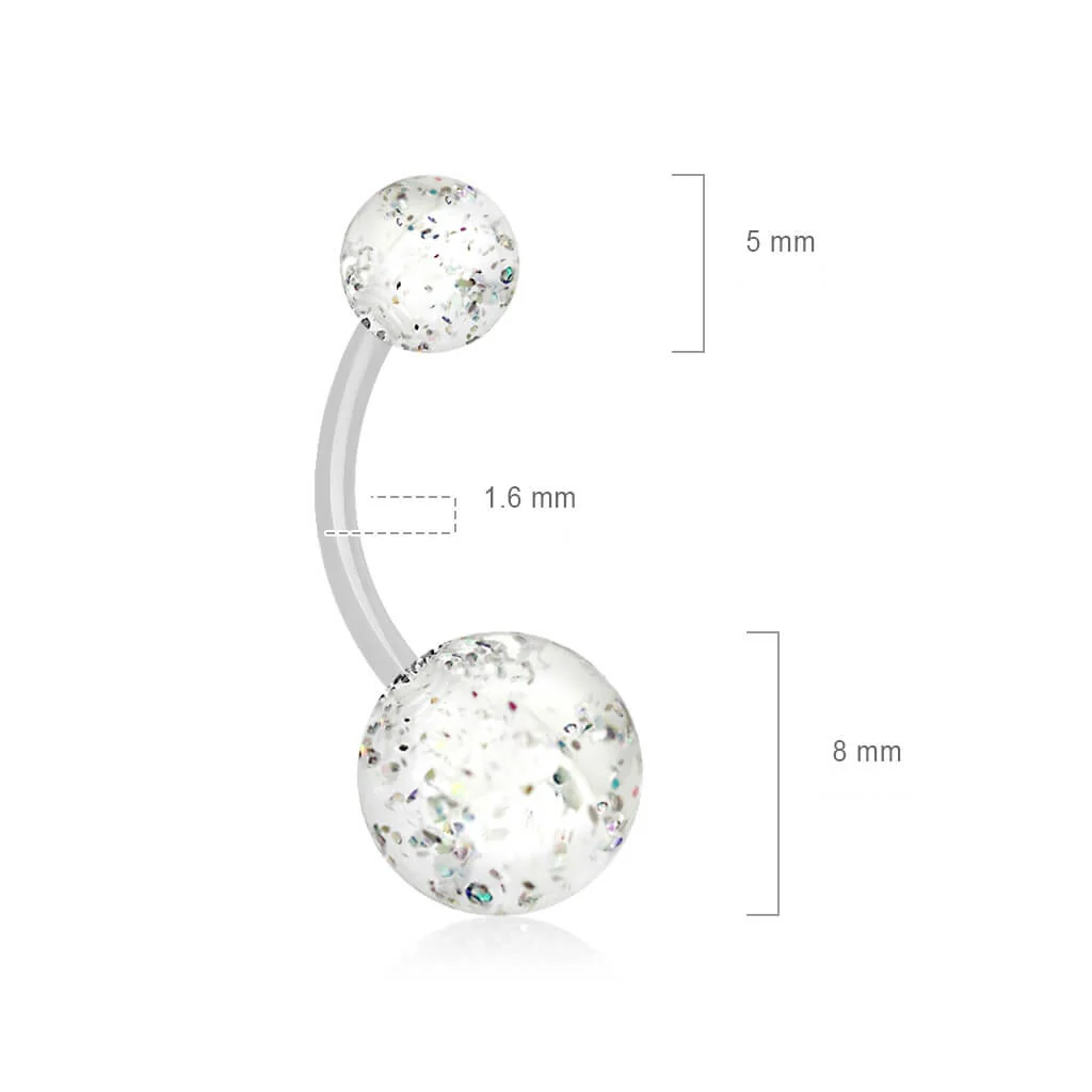 Bauchnabelpiercing Acryl Ultra Glitzer Kugel - Image 3