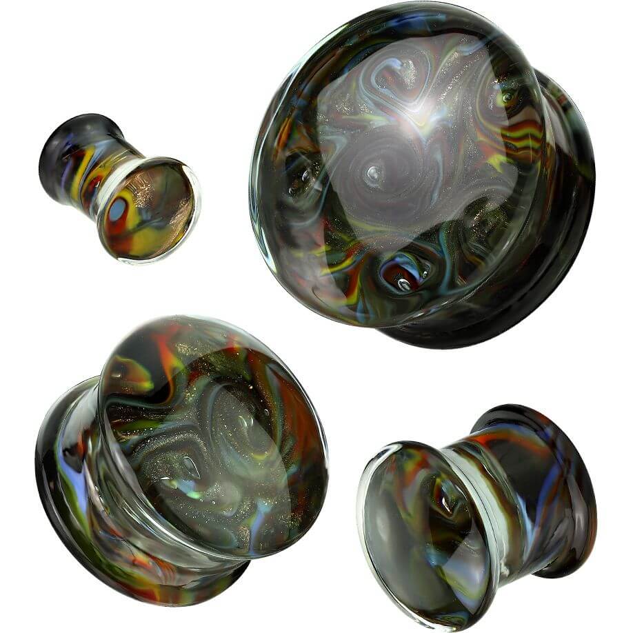 Glas Plug Schwarz Weiß mehrfarbig Wirbel Flare - Image 3