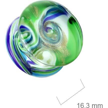 Glas Plug Blau Grün Wirbel Double Flare - Image 2