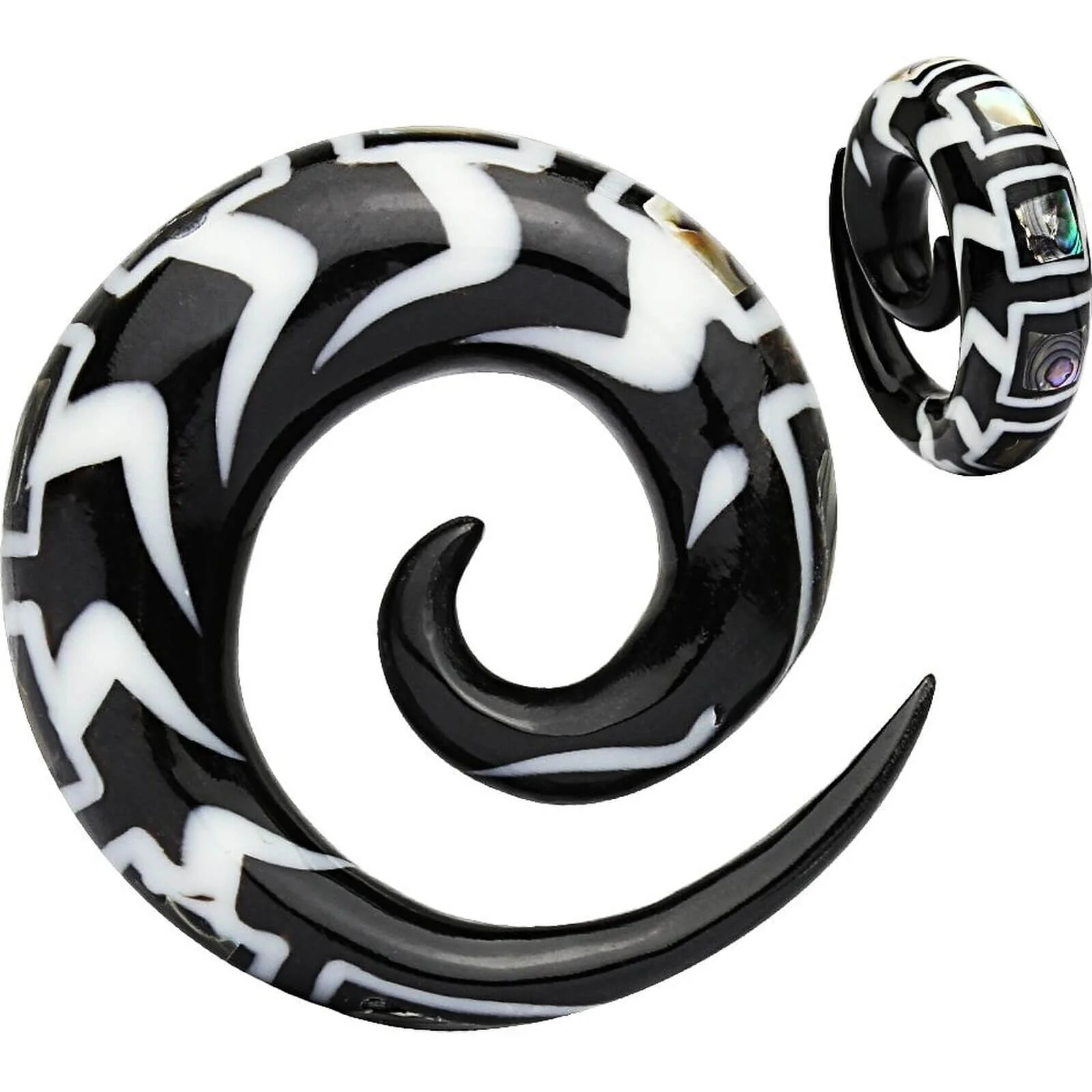 Spirale Horn Schwarz Weiß Perlmutt