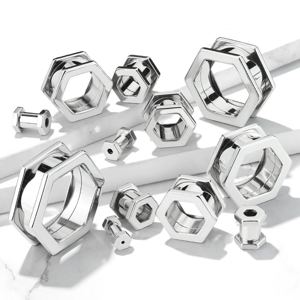 Tunnel Hexagon Silber - Image 5