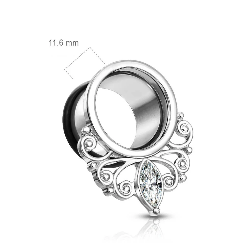 Tunnel Vintage Zirkonia Silber Silikon O-Ring - Image 2