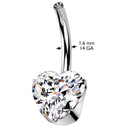 Titan Basis Bauchnabel Pin Herz Zirkonia Innengewinde - Image 4