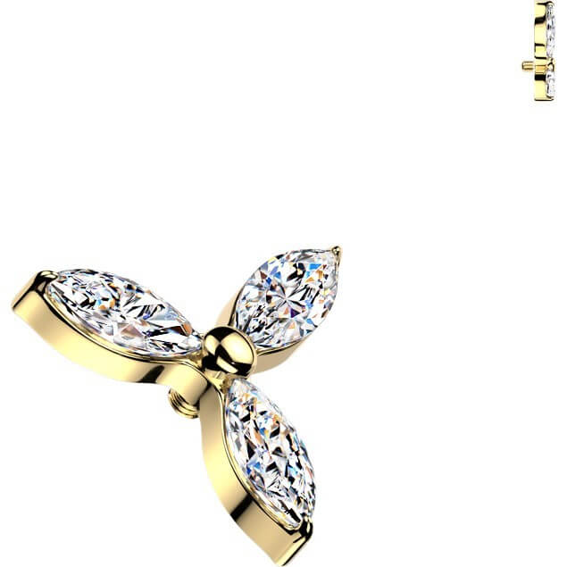 Titan Top Top Blume Zirkonia Marquise Schliff Innengewinde - Image 2