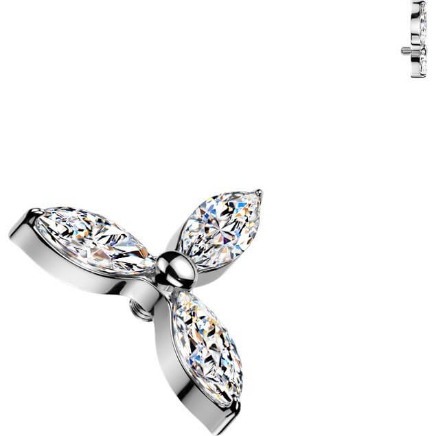 Titan Top Top Blume Zirkonia Marquise Schliff Innengewinde - Image 3