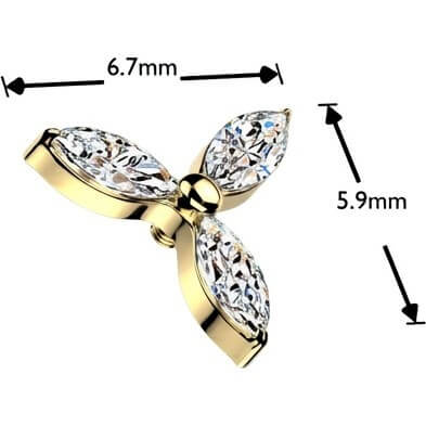 Titan Top Top Blume Zirkonia Marquise Schliff Innengewinde - Image 4
