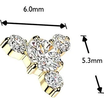 Titan Top Top runder Zirkonia mit 3 kleinen Zirkonia Innengewinde - Image 4