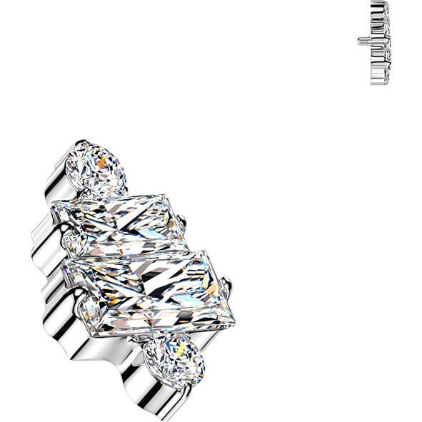 Titan Top Top Baguette Zirkonia mit 2 kleinen runden Zirkonia Innengewinde - Image 3