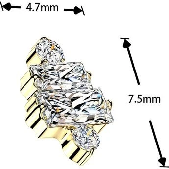 Titan Top Top Baguette Zirkonia mit 2 kleinen runden Zirkonia Innengewinde - Image 4