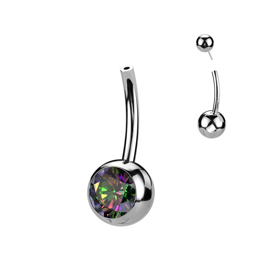 Titan Basis Base Bauchnabelpiercing Kugel Zirkonia Push-In - Image 10