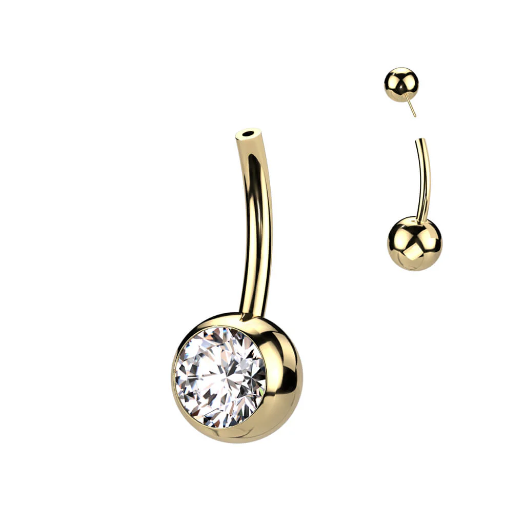 Titan Basis Base Bauchnabelpiercing Kugel Zirkonia Push-In - Image 3