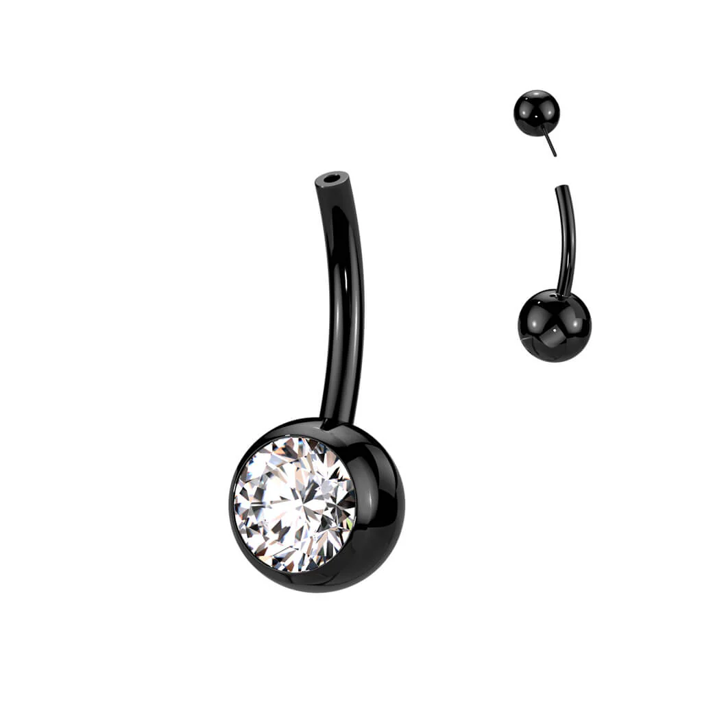 Titan Basis Base Bauchnabelpiercing Kugel Zirkonia Push-In - Image 4