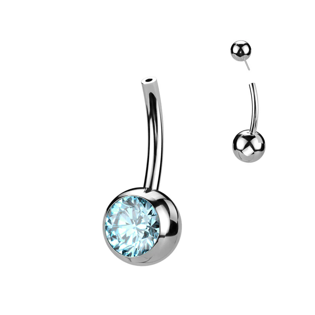 Titan Basis Base Bauchnabelpiercing Kugel Zirkonia Push-In - Image 8