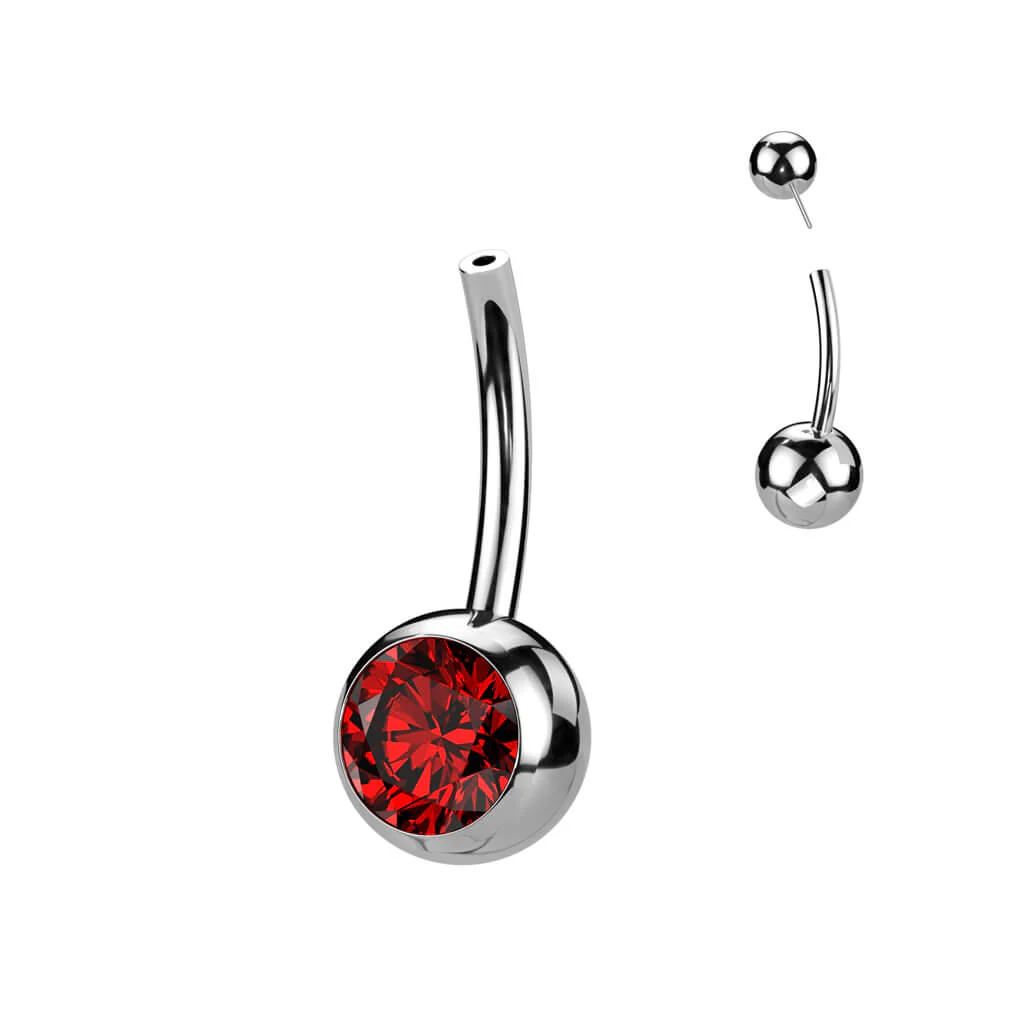 Titan Basis Base Bauchnabelpiercing Kugel Zirkonia Push-In - Image 9