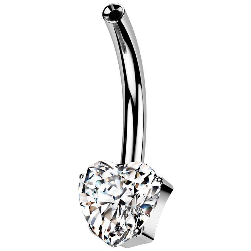 Titan Basis Bauchnabel Pin Herz Zirkonia Push-In