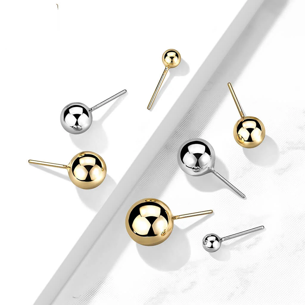 14 Karat Gold Top Kugel Gelbgold Weißgold Push-In - Image 3
