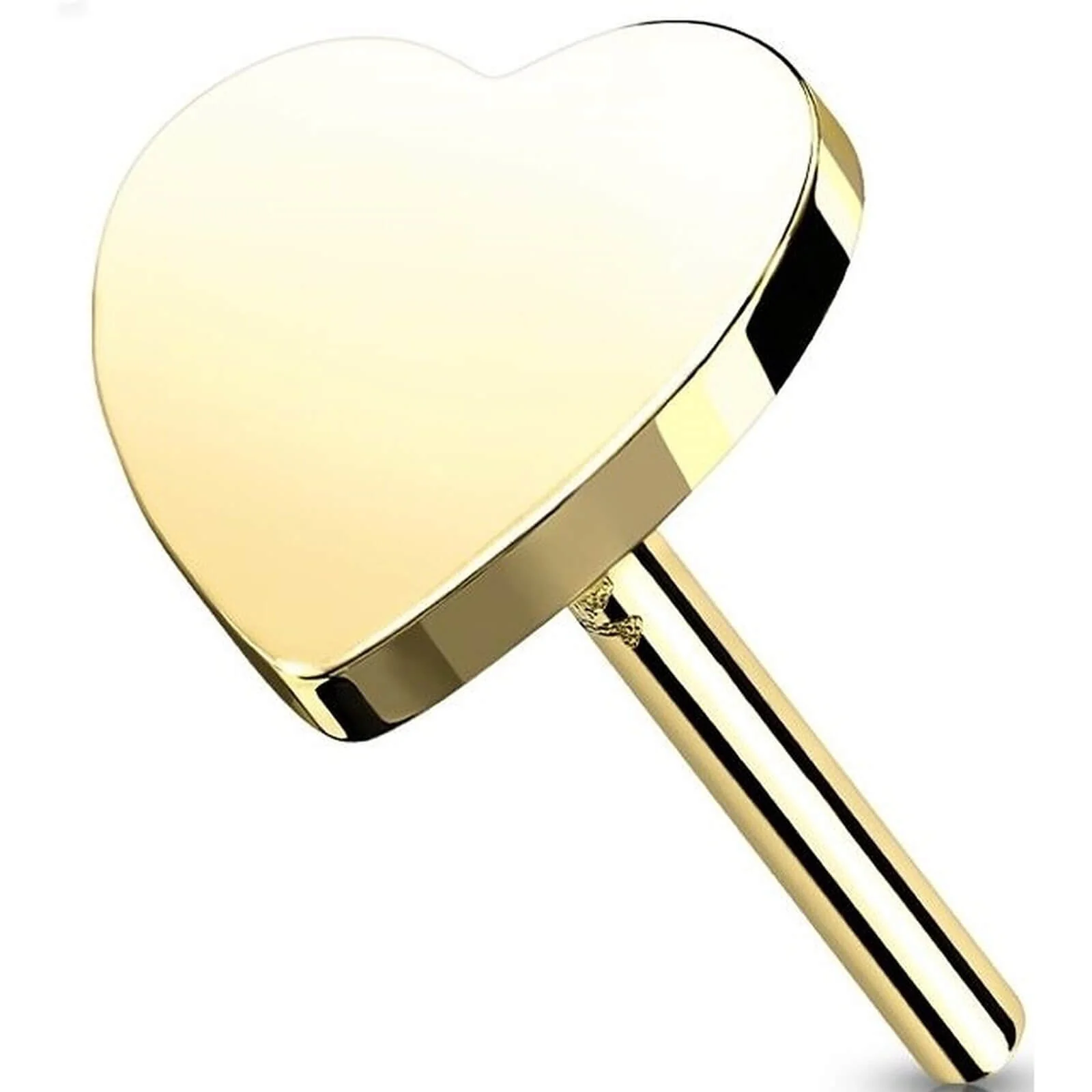 14 Karat Gold Top Herz Flach Gelbgold Weißgold Push-In