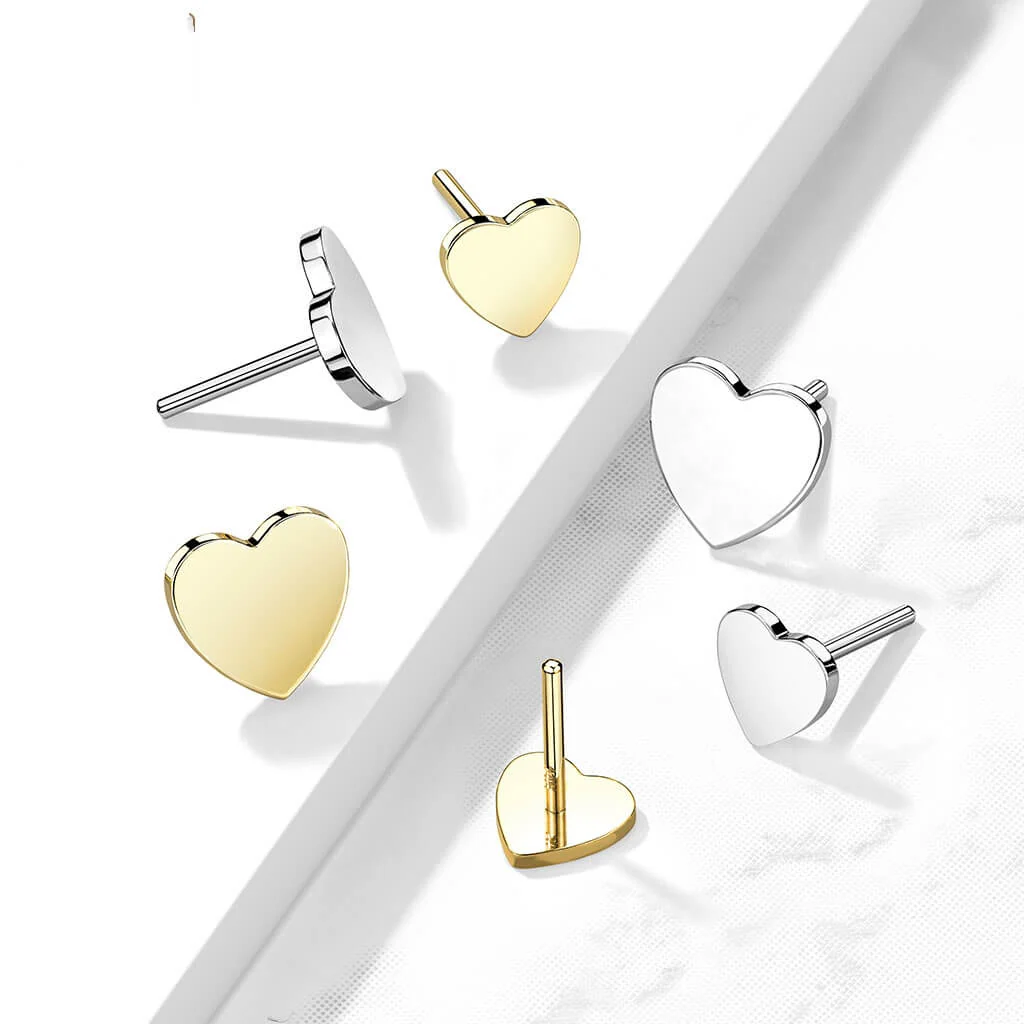 14 Karat Gold Top Herz Flach Gelbgold Weißgold Push-In - Image 3
