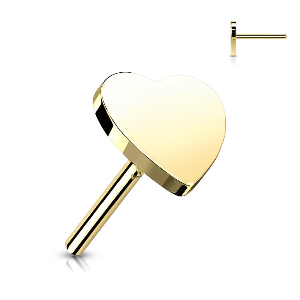 14 Karat Gold Top Herz Flach Gelbgold Weißgold Push-In - Image 4