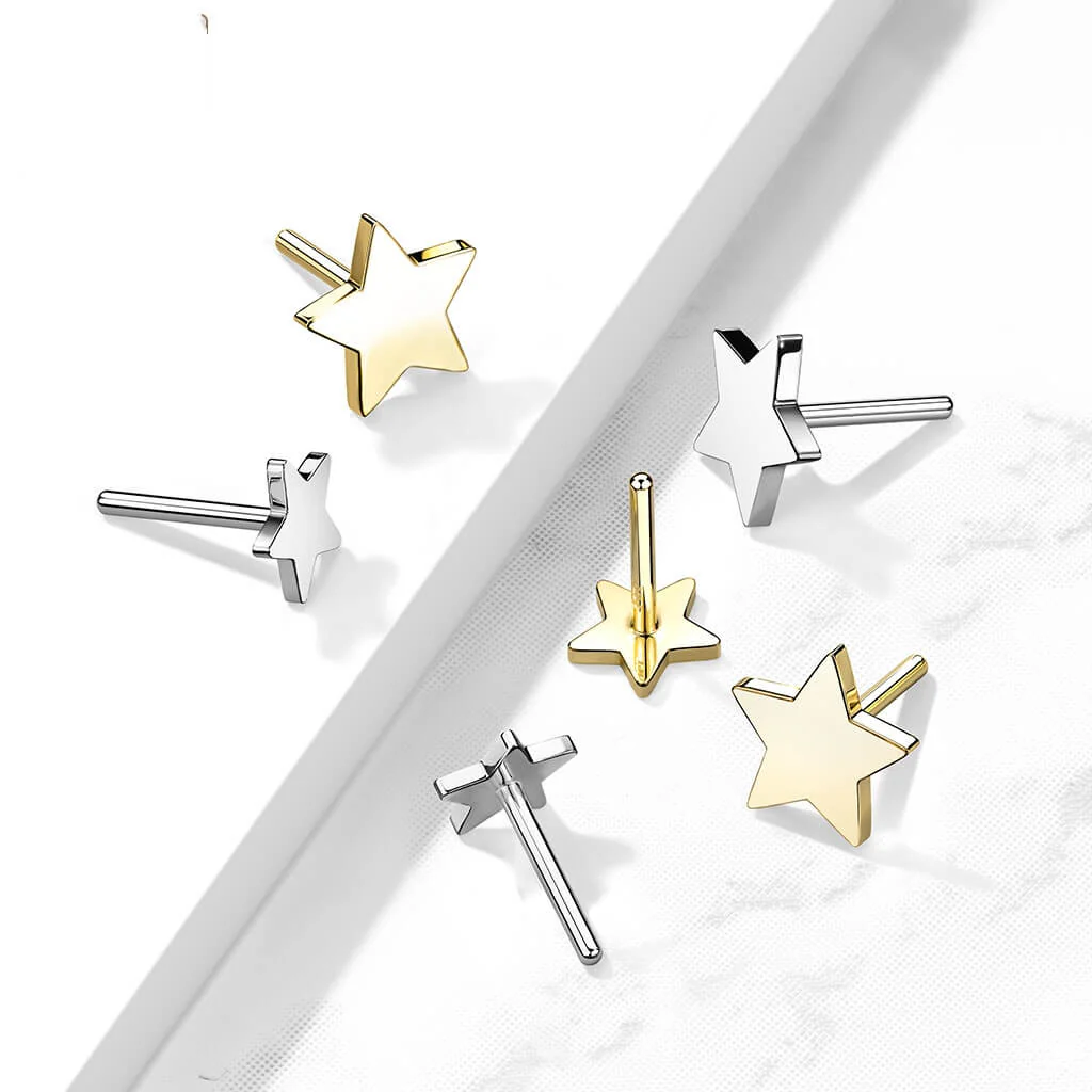 14 Karat Gold Top Stern Flach Gelbgold Weißgold Push-In - Image 3