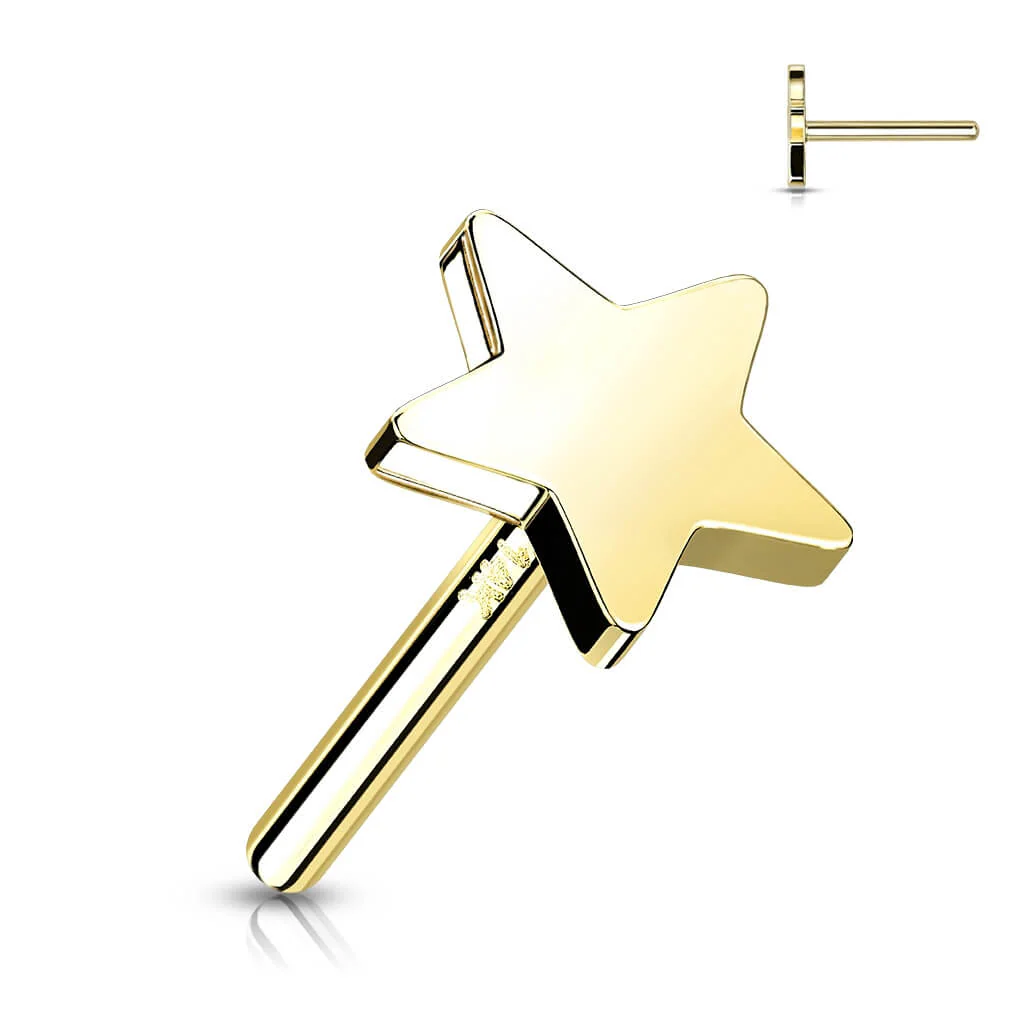 14 Karat Gold Top Stern Flach Gelbgold Weißgold Push-In - Image 4