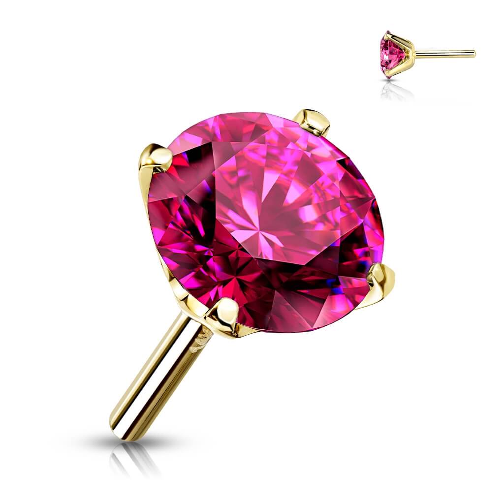 14 Karat Gold Top Zirkonia Rund Gelbgold Weißgold Push-In - Image 10