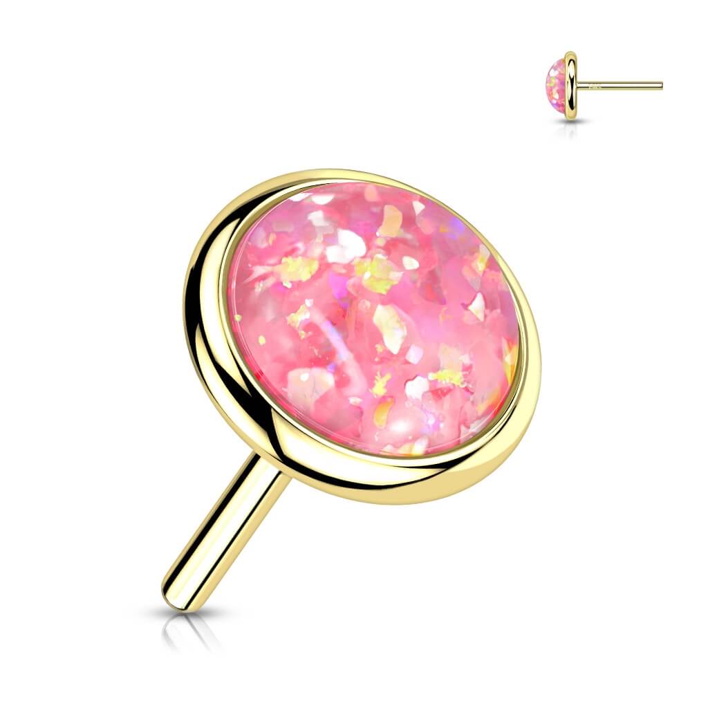 14 Karat Gold Top Opal Rund Flach Gelbgold Weißgold Push-In - Image 10