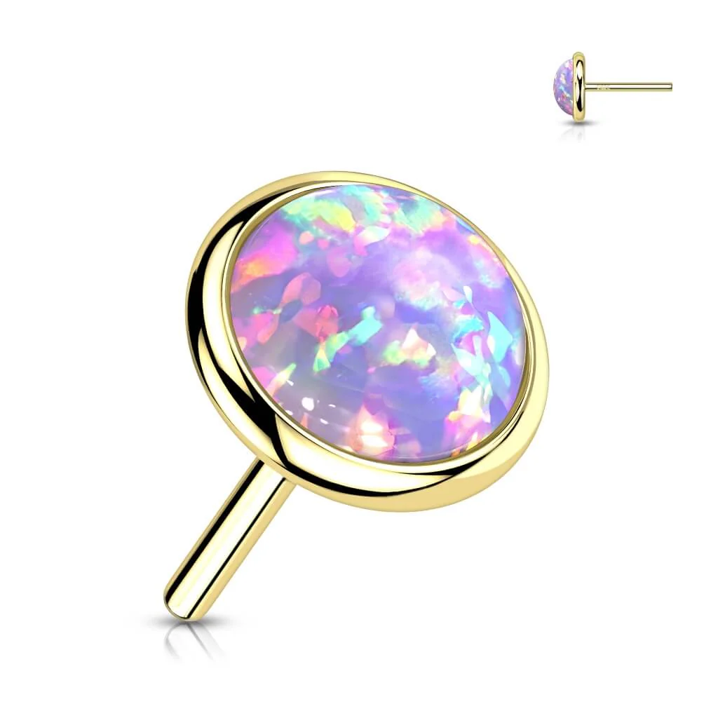 14 Karat Gold Top Opal Rund Flach Gelbgold Weißgold Push-In - Image 11