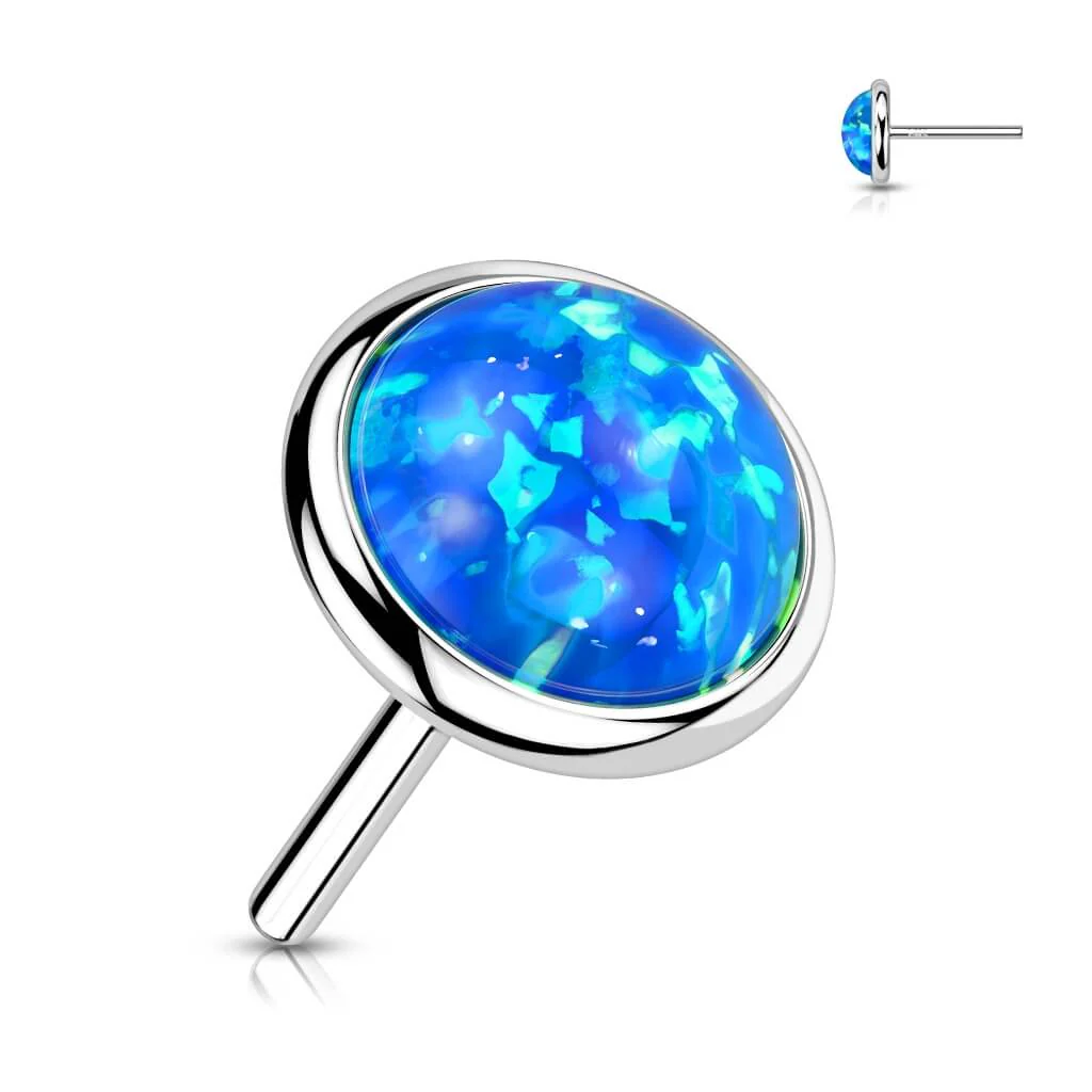 14 Karat Gold Top Opal Rund Flach Gelbgold Weißgold Push-In - Image 4