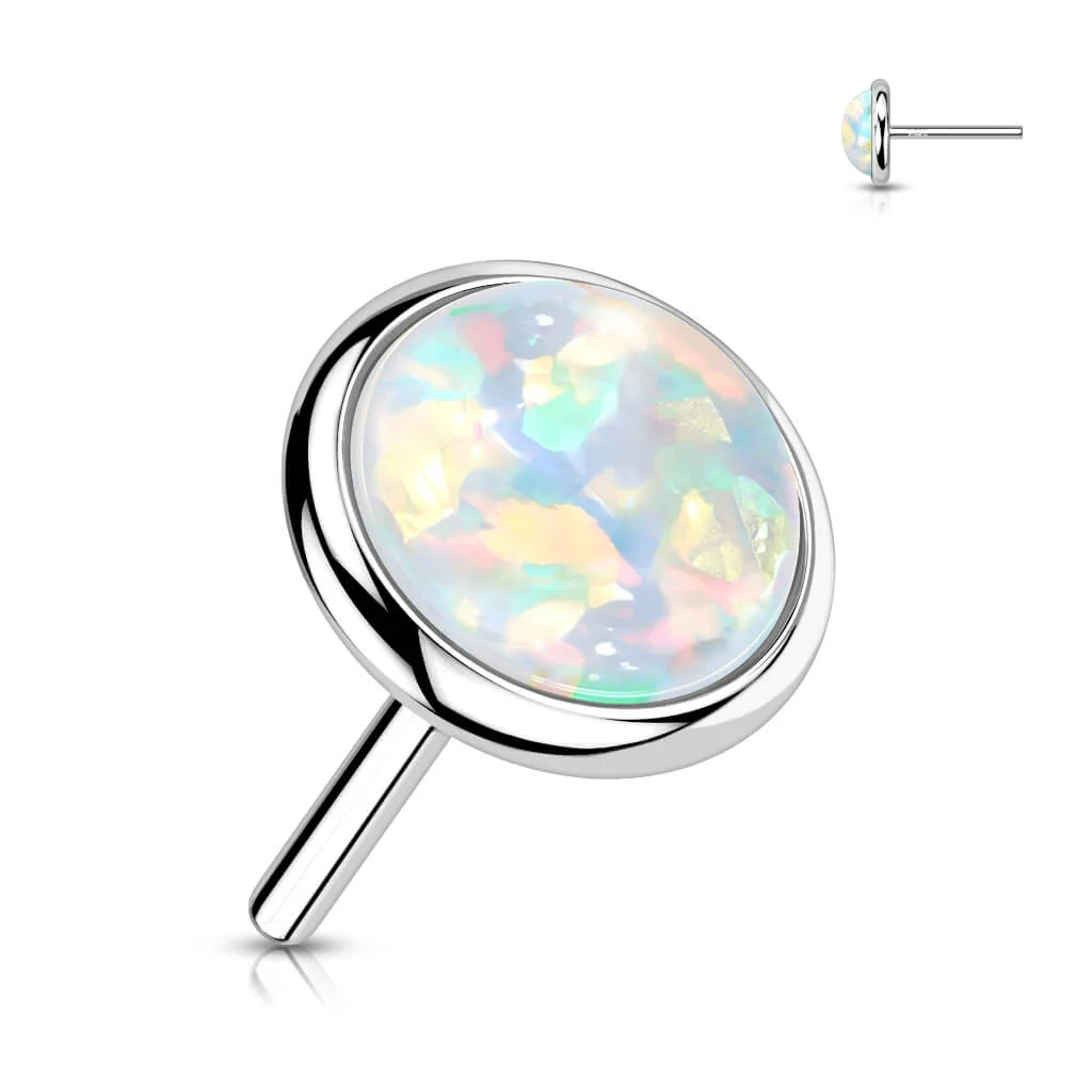 14 Karat Gold Top Opal Rund Flach Gelbgold Weißgold Push-In - Image 5
