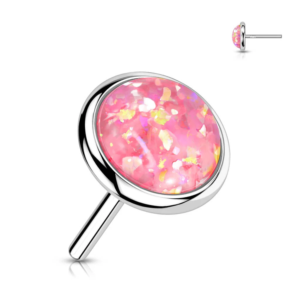 14 Karat Gold Top Opal Rund Flach Gelbgold Weißgold Push-In - Image 6
